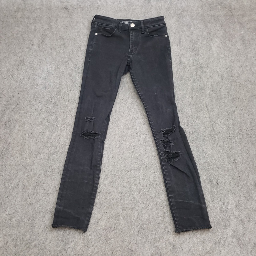 Abercrombie Fitch Jeans Womens 0 Black Jegging Skinny Mid Rise Pants Ladies